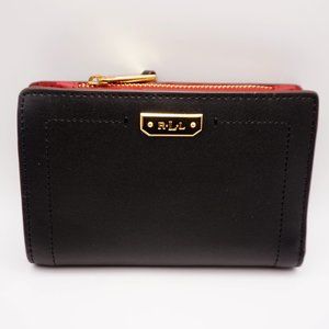*SOLD* LAUREN Ralph Lauren Dryden Compact Wallet BLACK & RED CRIMSON *NEW*